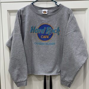 Hard Rock Cafe Gray Sweatshirt with Blue and Orange Logo
